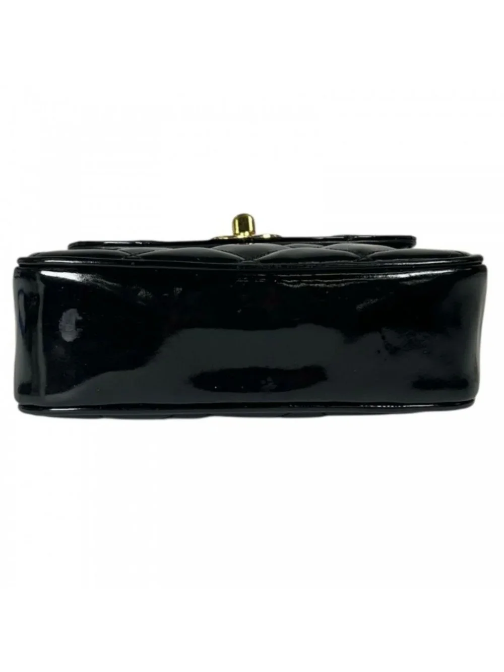 Chanel Shoulder Bag Quilted Enamel Black Gold